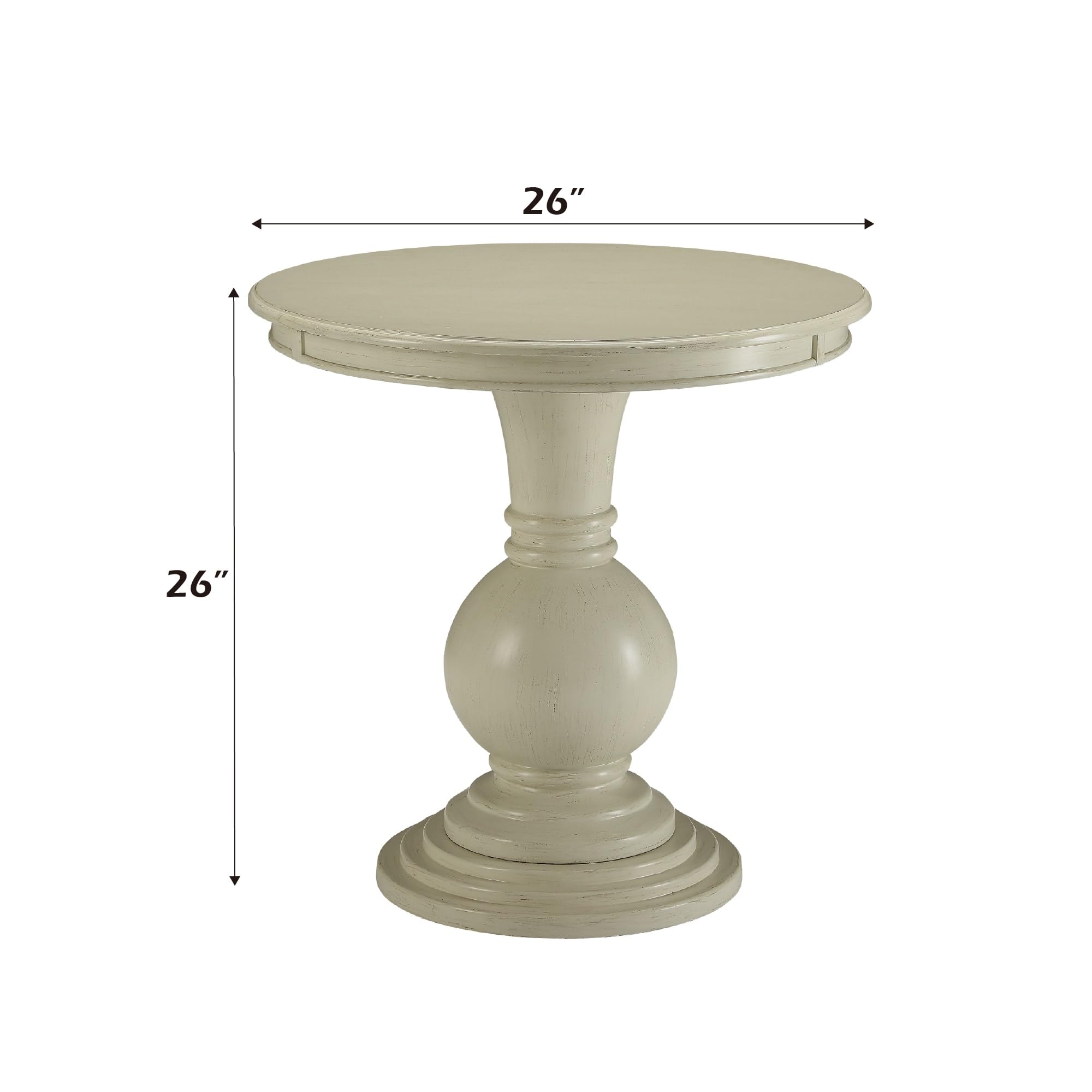 Acme Alyx Wooden Round Pedestal Table In Antique White