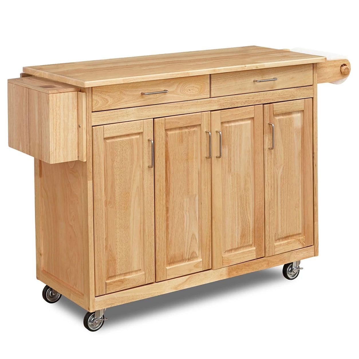 Homestyles General Line Kitchen Mobile Cart with Drop Leaf Breakfast Bar, 54 Inches Wide, Natural Hardwood, FURNITURE