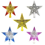 Soochat Christmas Tree Star Topper Glittered Xmas Tree Topper Hollowed-Out Christmas Star Decoration Ornaments Home Decor Silvery Blue