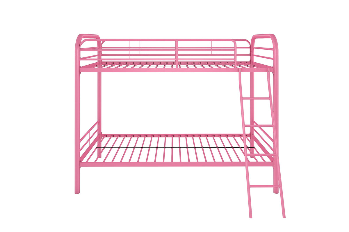 DHP Metal Twin over Twin Bunk Bed with Ladder, Pink, 5417296