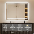 Istripmf 48 X 40 Inch Led Bathroom Mirror With Lights, Backlit And Front Lighted Bathroom Mirrors For Wall, Anti-Fog Dimmable Me
