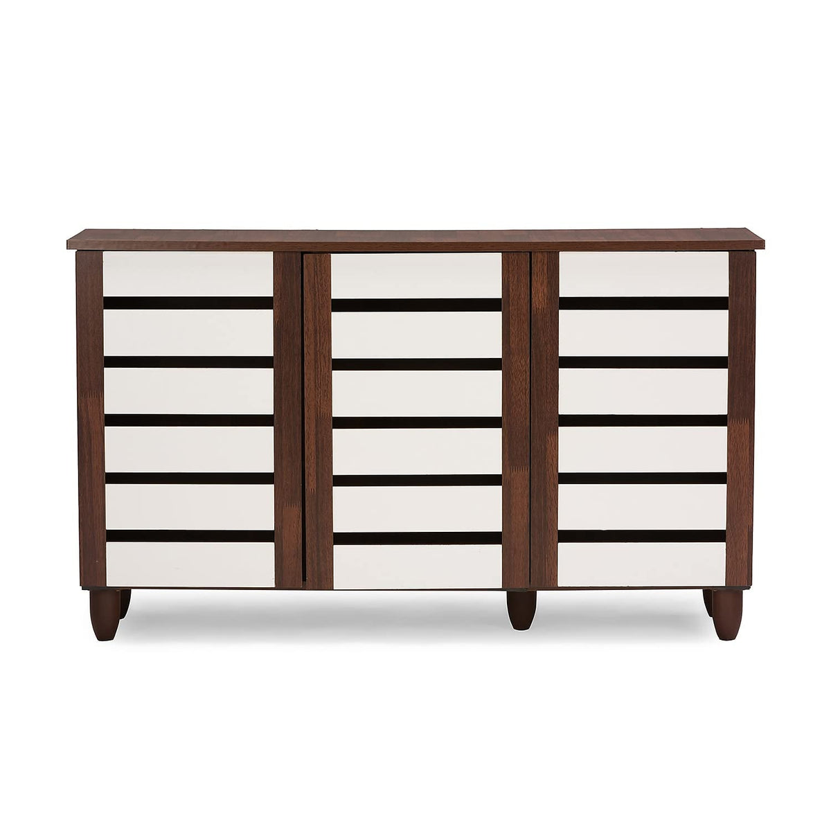Baxton Studio Wholesale Interiors Gisela Oak and White 2-Tone Shoe Cabinet with 3 Doors