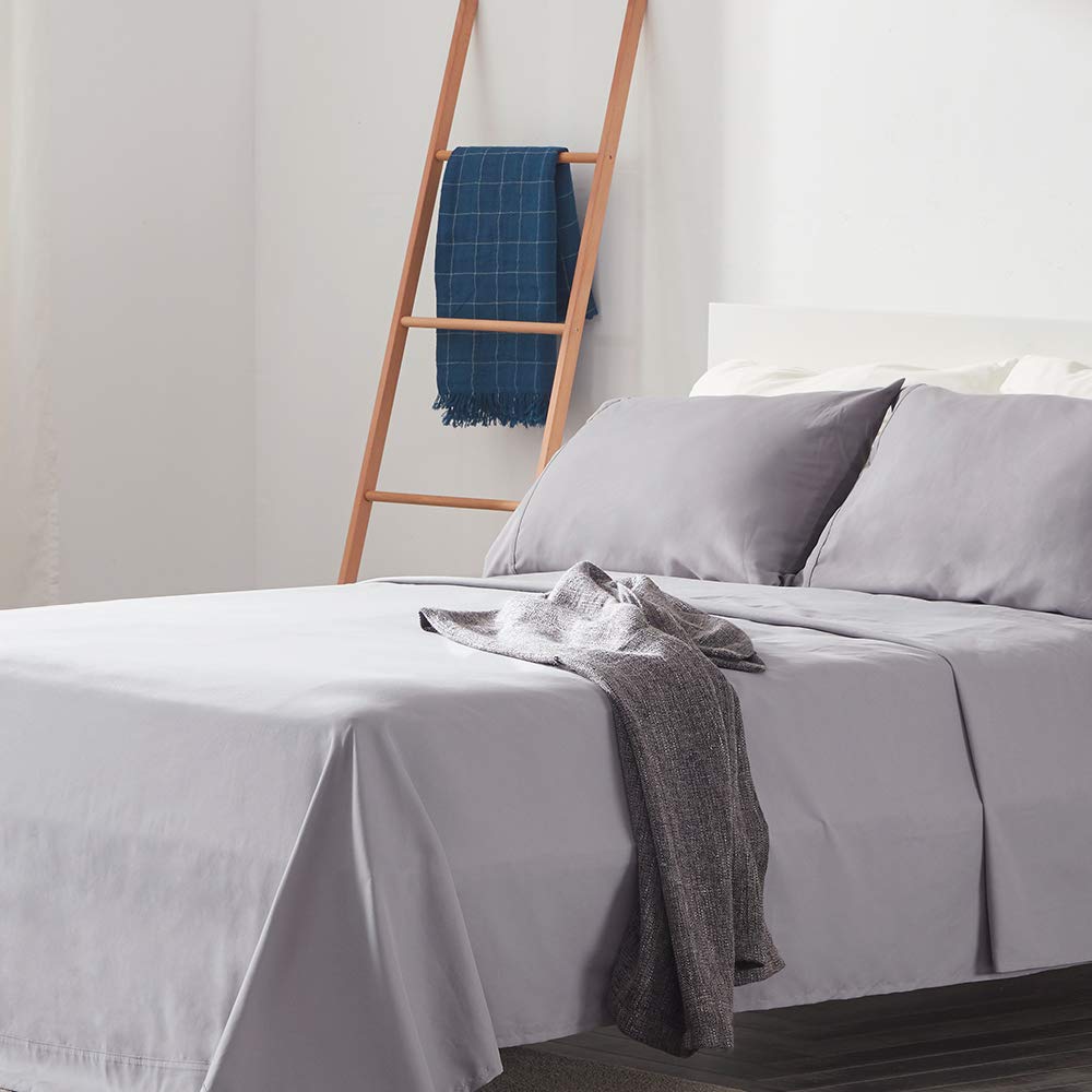Sleep Zone Nanotex Super Soft Cooling Full Size Bed Sheets Set 4 Piece - Easy Care Fitted Flat Sheet & Pillowcase Sets - Wrinkle Free, Fade Resistant, Deep Pocket 16' (Gull Gray, Full)