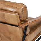 Kosas Home Arnold Cushion Back Transitional Leather Club Chair in Brown/Black