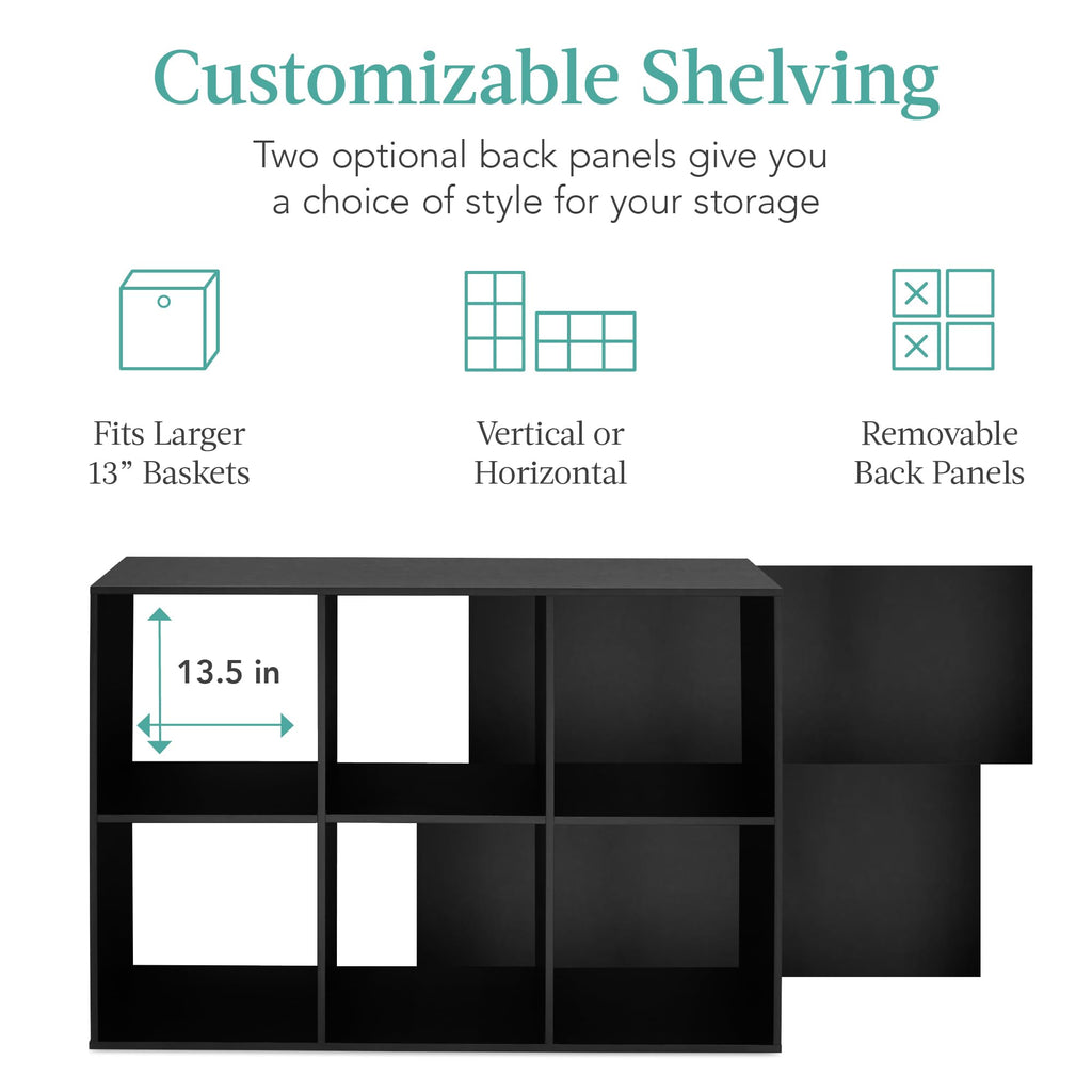 Best Choice Products 6-Cube Storage Organizer, 13.5In Shelf Opening, Bookcase, Display Shelf, Customizable W/ 3 Removable Back Panels – Light Oak