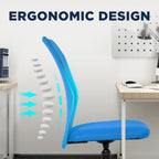 Home Office Chair Mid Back Mesh Desk Chair Armless Computer Chair Ergonomic Task Rolling Swivel Chair Back Support Adjustable Modern Chair With Lumbar Support (Blue)