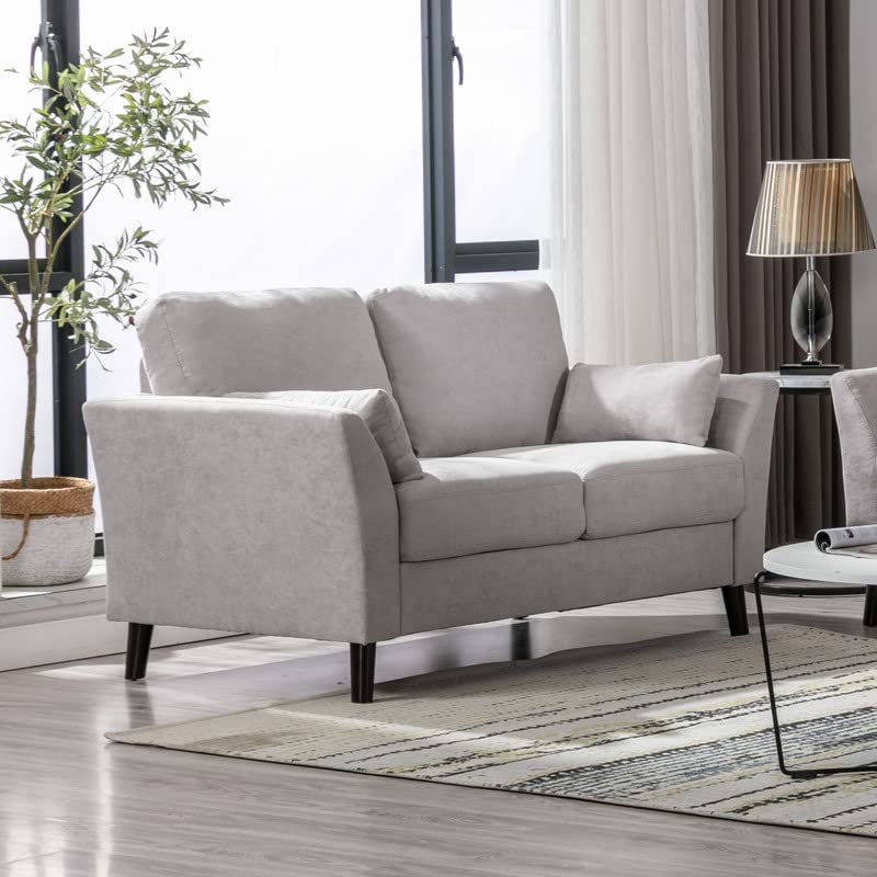 Sleek and Organized Damian Collection Loveseat with Accent Pillows