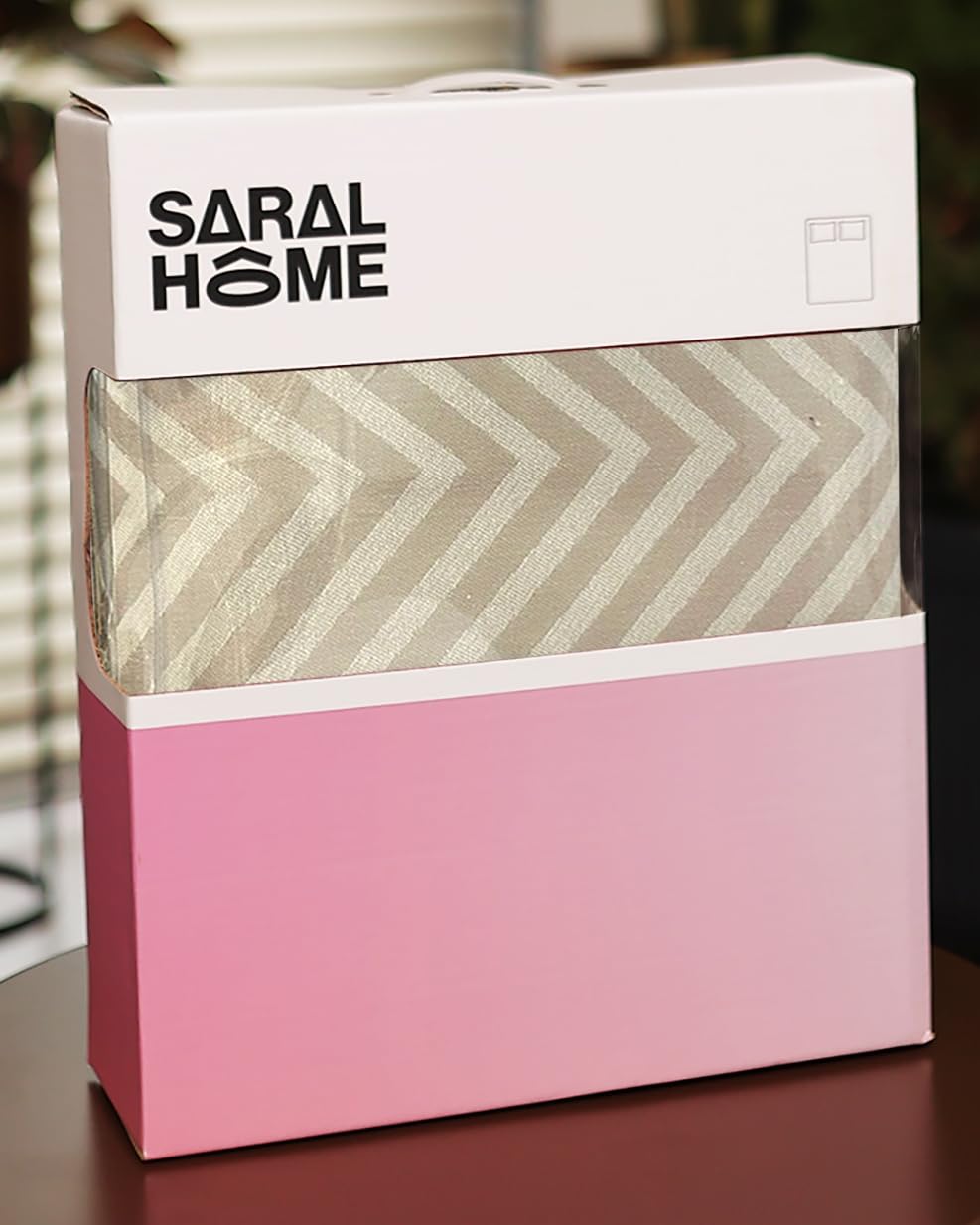 Saral Home Bedsheet Gift Box | Chevron Beige King 104x108 | Cotton BedsheetCover | for Gift & Daily Use