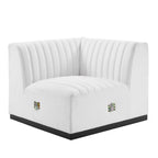 Modway Conjure Modern Channel Tufted Fabric Right Corner Chair In White