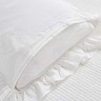 Mywinlle Vintage Off White Ruffle Euro Shams Shabby Farmhouse Pillow Cover 100% Washed Cotton Pillowcases Set Of 2-26''X26''
