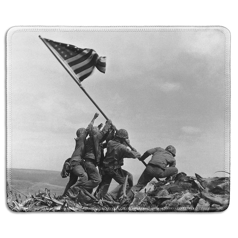 Dealzepic - Art Mousepad - Natural Rubber Mouse Pad With Classic Photo Of Classic Photo Of Raising The Flag On Iwo Jima - Stitch