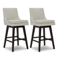 Chita Bar Height Swivel Barstool With Back Set Of 2, Fsc Certified Upholstered Bar Stool, 30.7' H Seat Height, Pu Leather In Creamy Gray