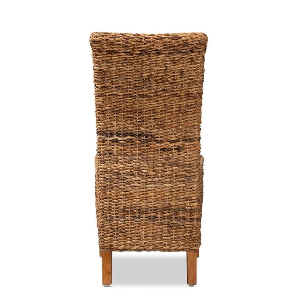 Baxton Studio Trianna Rustic Transitional Natural Abaca and Brown Finished Wood Dining Chair