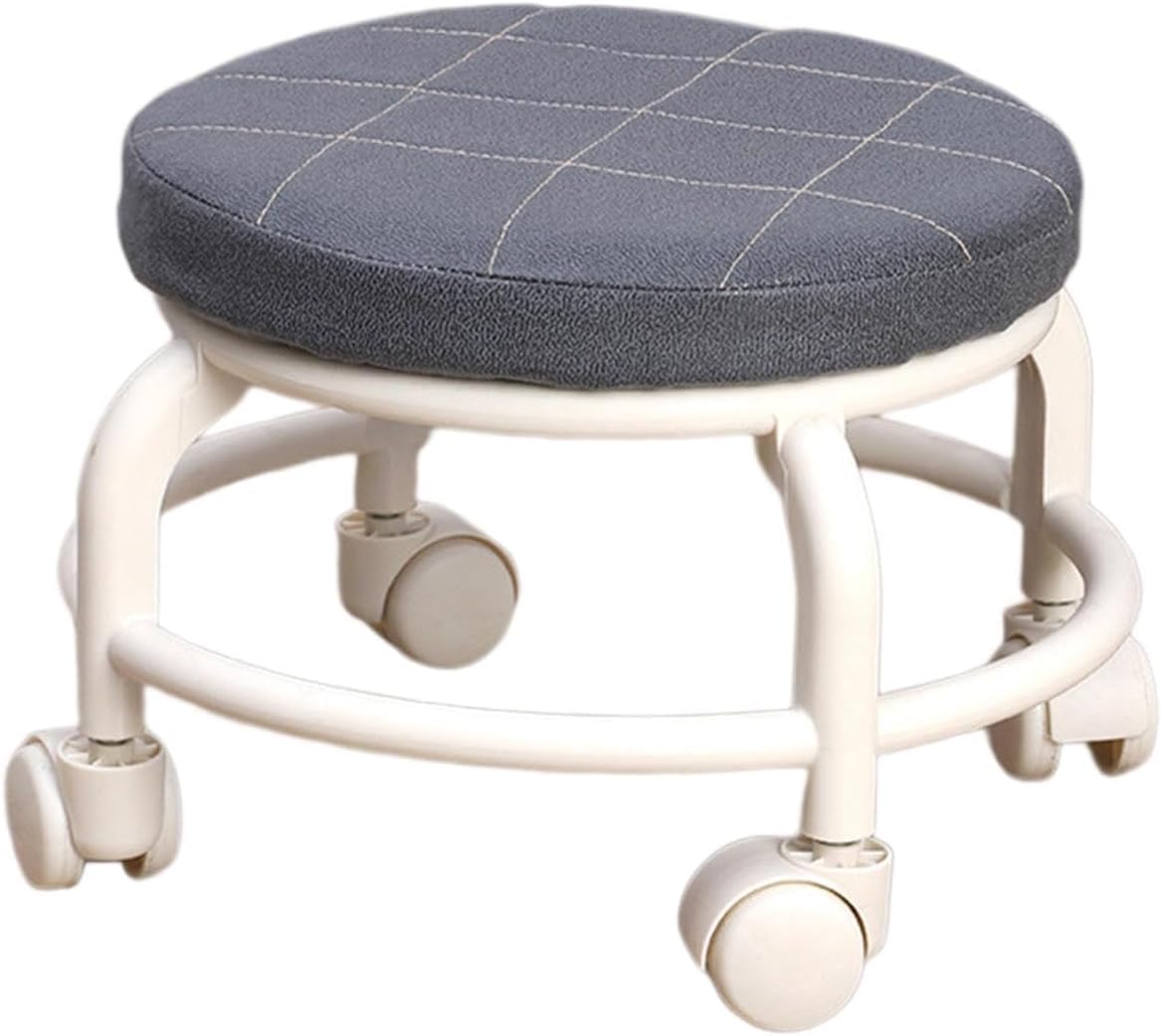 GLIVE (LABEL) Stool Roller Seat Low Roller Seat PU Leather Rolling Stool Step Stool Mechanic Stool on Wheels for Home Office Gar