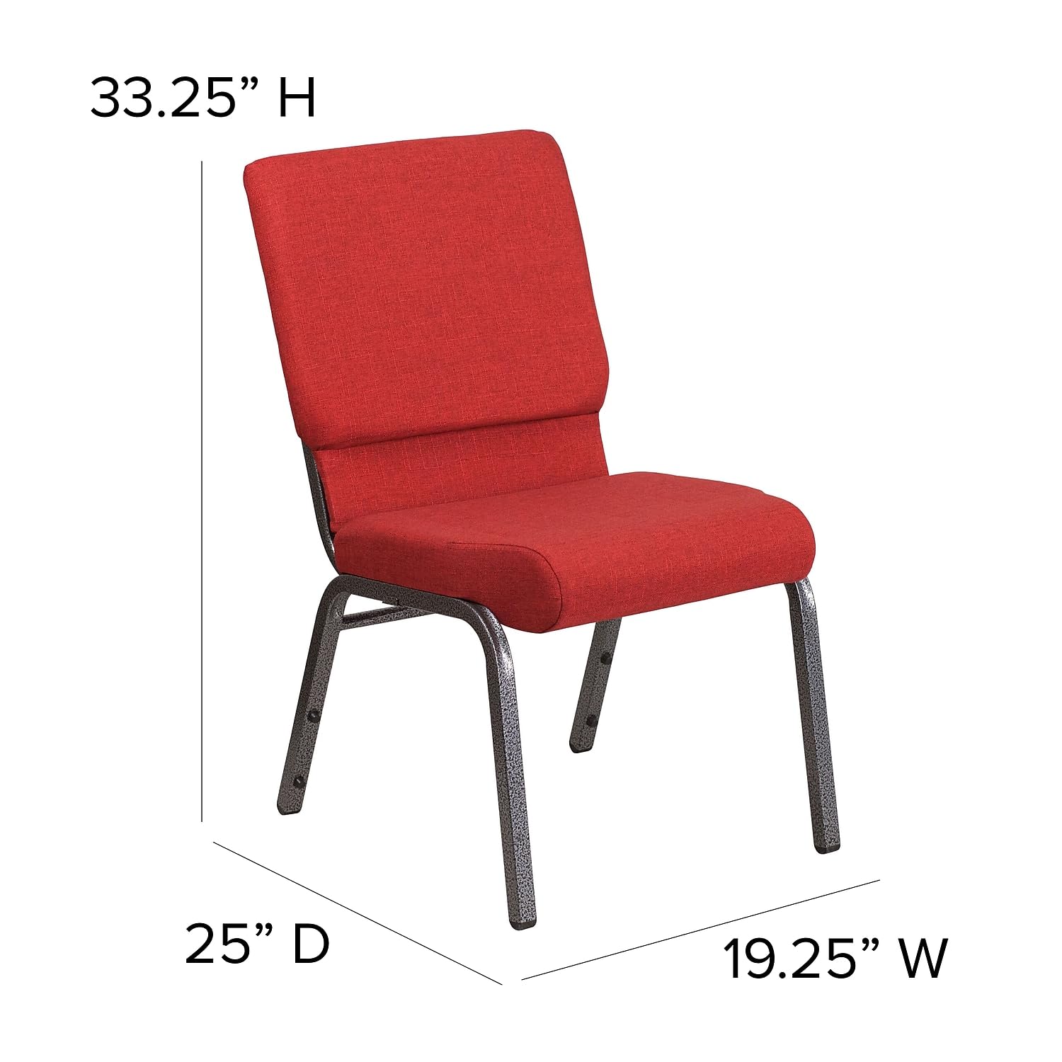 Flash Furniture Hercules Series 18.5''W Stacking Church Chair In Red Fabric - Silver Vein Frame