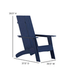 Flash Furniture Sawyer Modern Commercial 2-Slat Back Adirondack Chair - Navy Blue Commercial All-Weather Poly Resin Lounge Chair