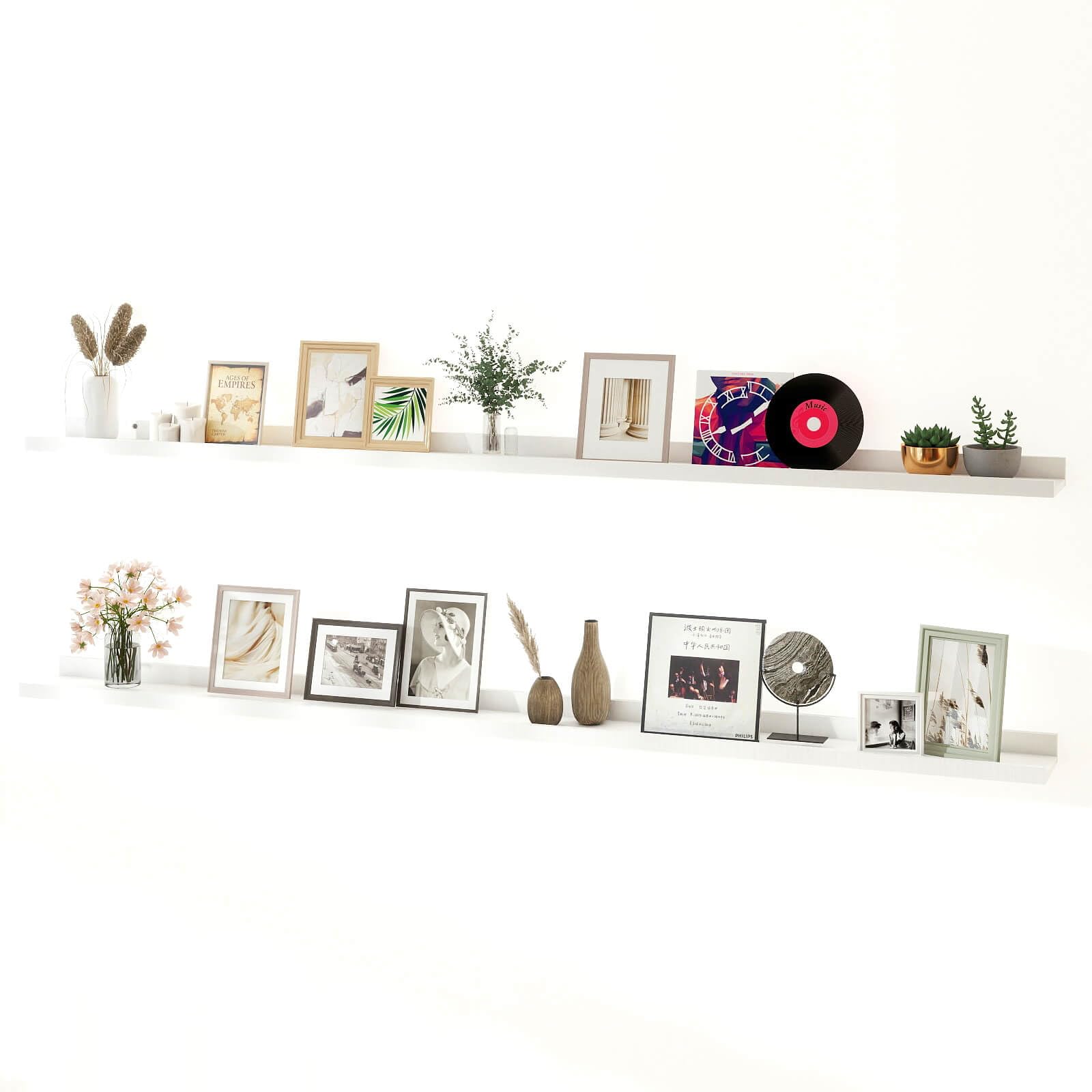 Solrot White Floating Shelves for Wall Decor, Long Wall Mounted Storage Shelf for Bedroom, Living Room, Bathroom, Kitchen, Nurse