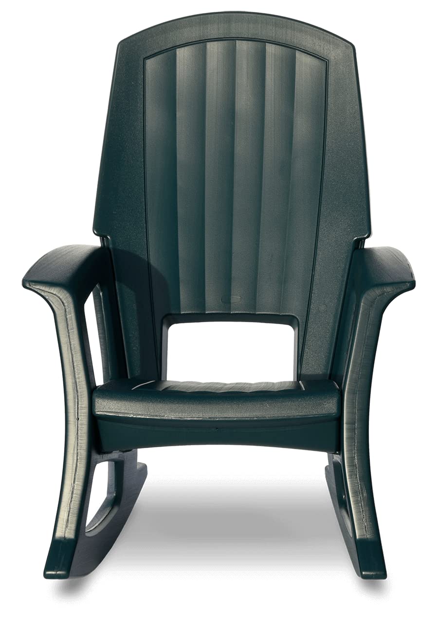 Semco Plastics Rockaway Heavy Duty Polyethylene All Weather Outdoor Rocking Chair With Backrest And Armrests For Porch, Deck And Patio, Green