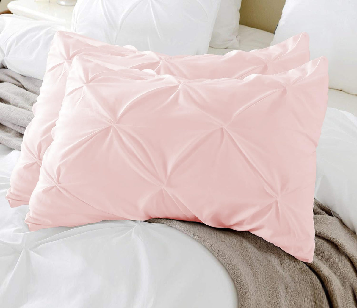 King Pillow Shams Set Of 2 Pinch Pleated Blush Pink Pillow Shams King 20X36 Pinch Pillow Covers 100% Egyptian Cotton 600 Thread