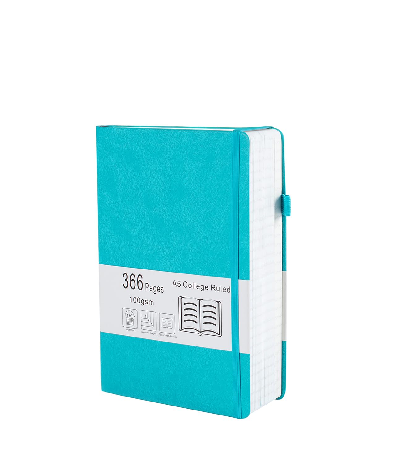 Thick College Ruled Notebook With 366 Numbered Pages, A5 Journals For Writing With 100Gsm Lined Paper, Hardcover Leather Noteboo