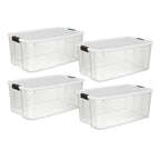 Sterilite 116 Qt Ultra Latch Box, Stackable Storage Bin with Lid, Plastic Container with Heavy Duty Latches to Organize, Clear a