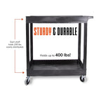 Stand Steady Original Tubstr 2 Shelf Utility Cart/Service Cart Supports Up To 400 Lbs. - Heavy-Duty Storage Cart For Garage, Warehouse, Kitchens, Plastic Tub Carts With Deep Shelves (Black, 32 X 18)