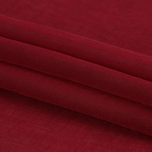Dwcn Christmas Burgundy Sheer Curtains Semi Transparent Voile Rod Pocket Curtains For Bedroom And Living Room, 52 X 54 Inches Lo