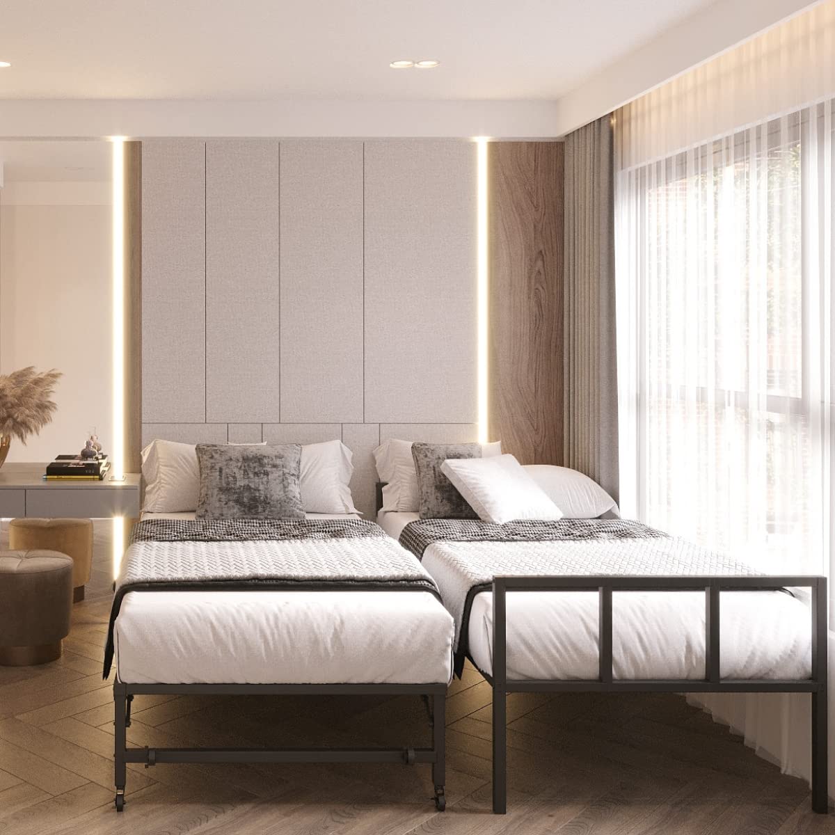 Milliard Twin Daybed with Pop Up Trundle, Black Metal Frame, Mattresses Sold Separately, Model MIL-TRNDL