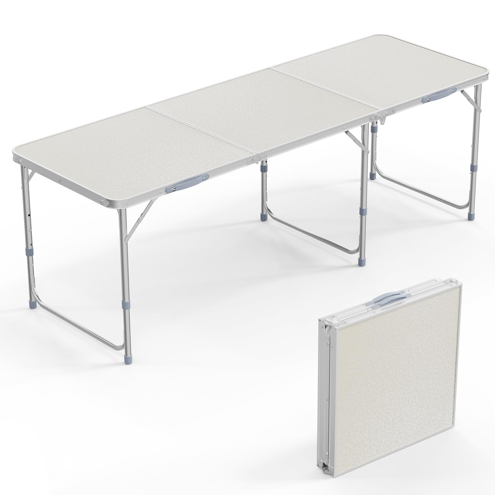 VINGLI 6ft Folding Camping Table with Carry Handle,Portable Utility Table Multipurpose for Party Picnic Tailgating Outdoor Patio
