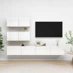 vidaXL TV Cabinet Set 4 Piece Living Room Bedroom Furniture HiFi Stereo Cabinet TV Stand Media Entertainment Center Engineered Wood High Gloss White