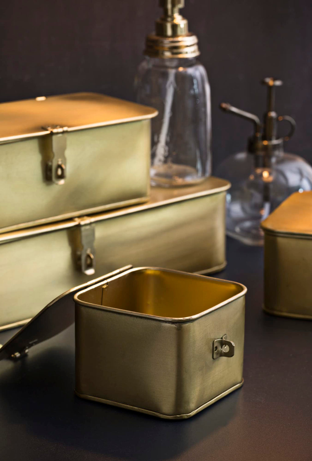 Creative Co-Op Decorative Metal Boxes DA9979 Gold Set of 3 Iron