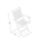 East West Furniture Selma 3 Piece Patio Bistro Set Contains a Square Outdoor Acacia Wood Coffee Table and 2 Folding Arm Chairs, 26x26 Inch, Natural Oil
