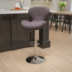 Flash Furniture Contemporary Charcoal Fabric Adjustable Height Barstool with Curved Back and Chrome Base