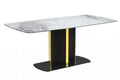 Modern Dining Table Black and Gold Base, With 55 Medium Grey Sintered Stone Top