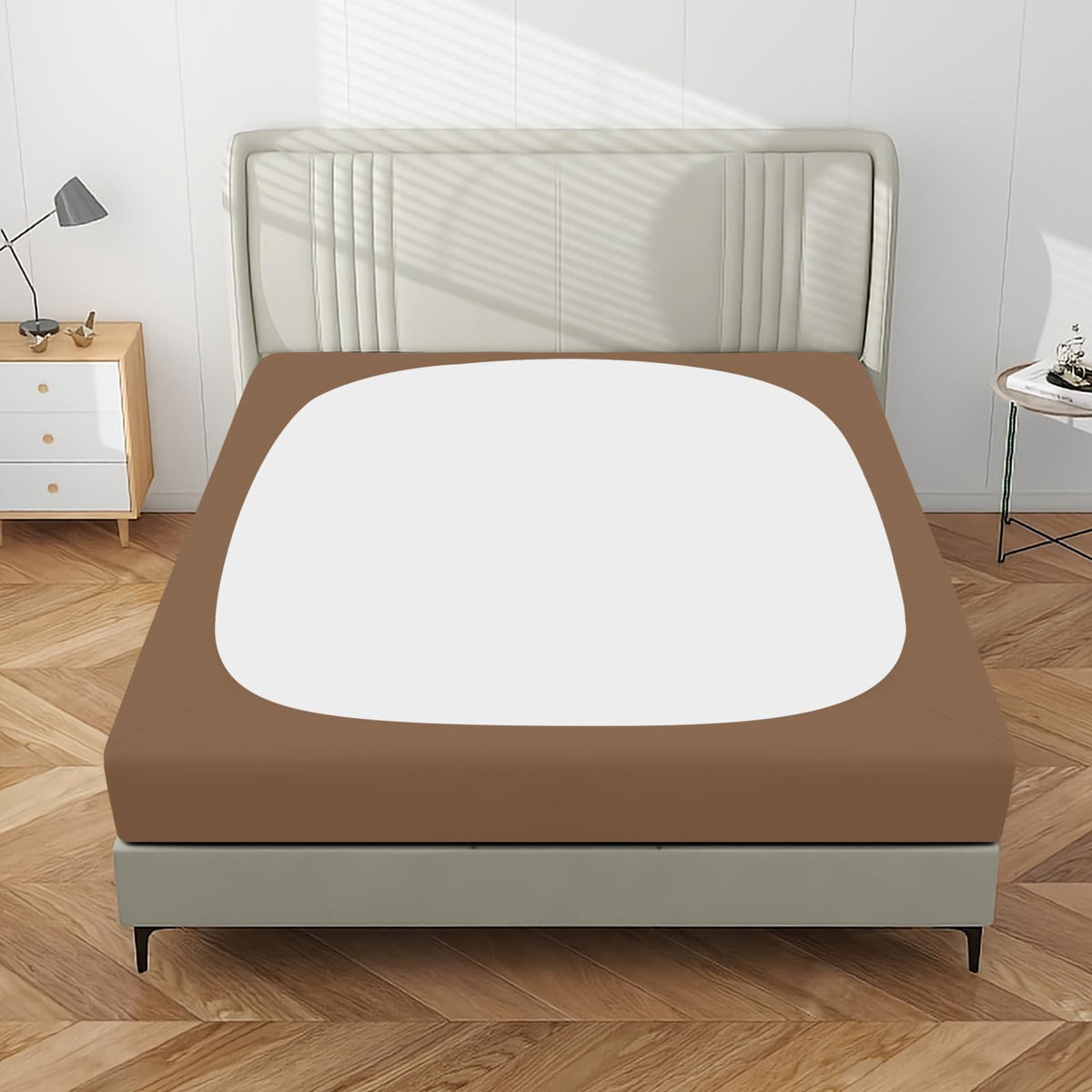 Purefit Stretchy Box Spring Cover Twin - Elastic Fitted Box Spring Wrap Around 4 Sides, Wrinkle & Fading Resistant Fits Twin Size Beds, Brown