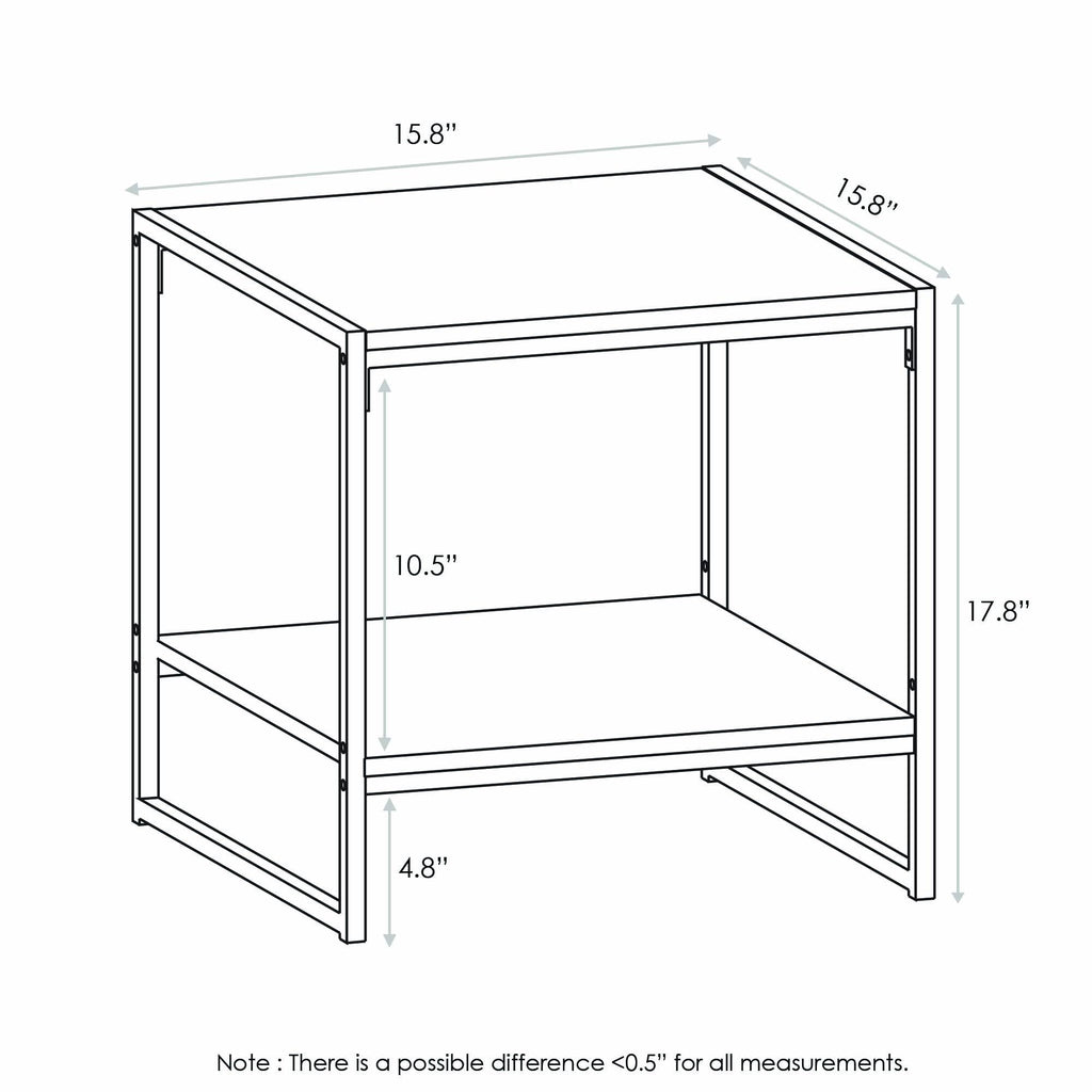 Furinno Camnus Modern Living 2-Tier End Table, Americano, 15.9 In X 15.75 In X 18 In