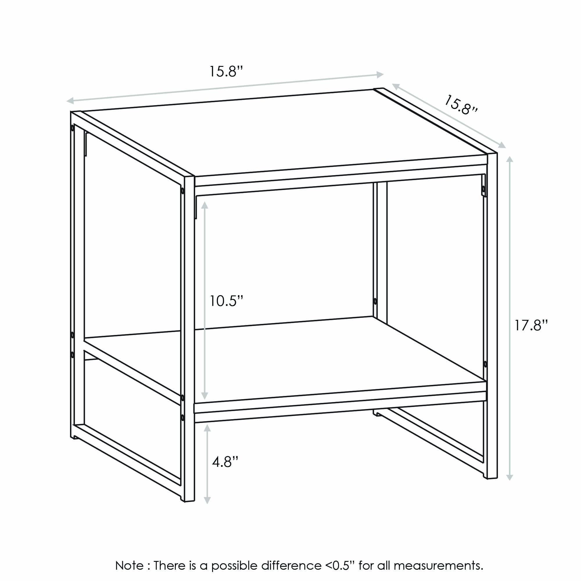 Furinno Camnus Modern Living 2-Tier End Table, Americano, 15.9 In X 15.75 In X 18 In
