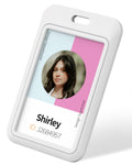 Uniclife 1 Pack Sliding Id Badge Holder Vertical Hard Plastic Case With Clear Window White Card Protector Pouch For Office Schoo