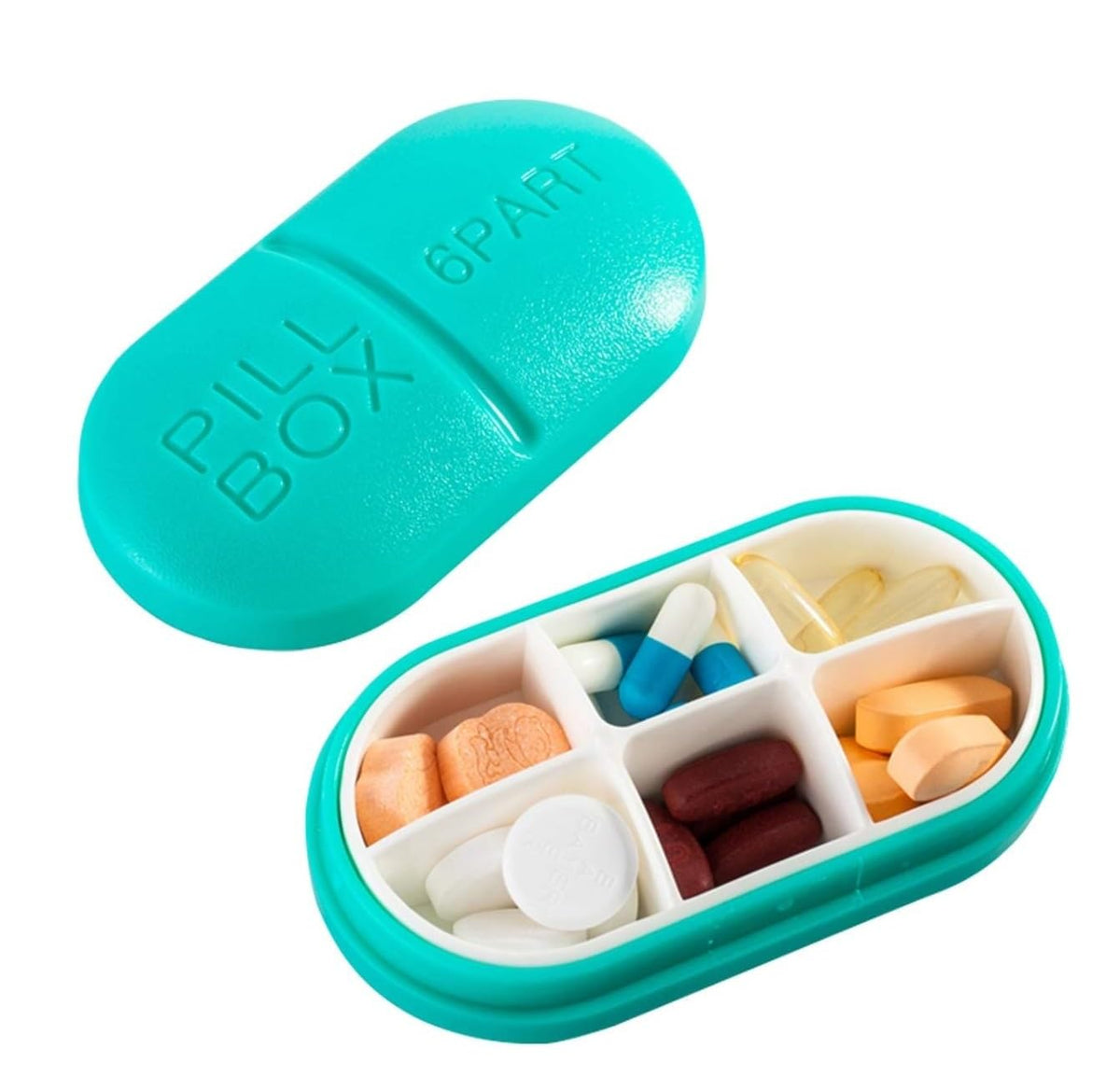 EARTHCONE Pill Medicine Organizer Storage Box With 6 Compartment For Travel