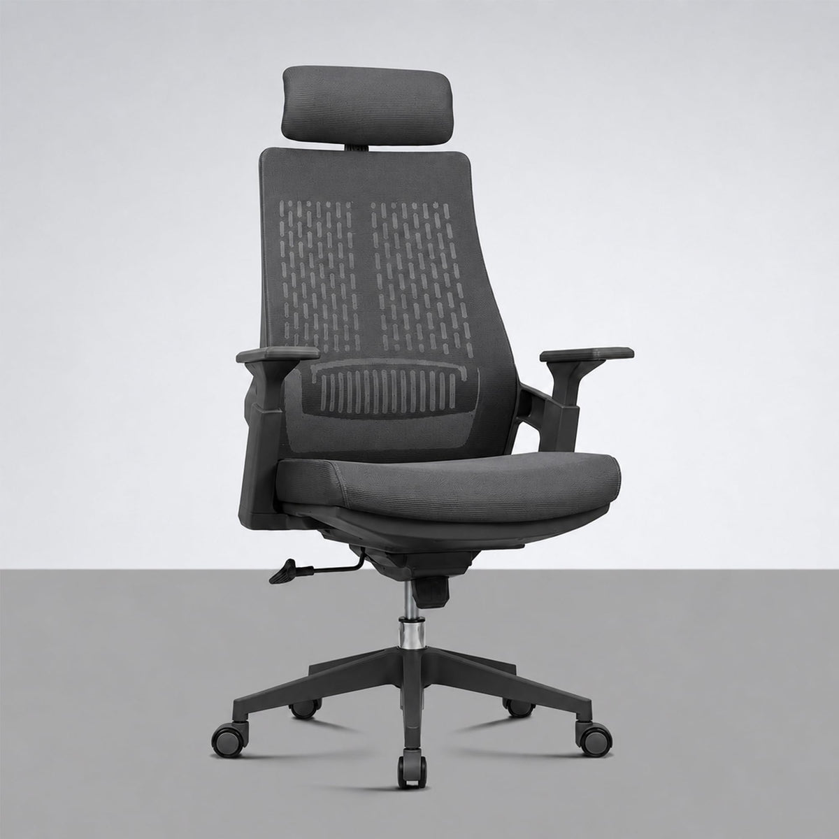 Vornexia Ergonomic High Back Mesh Office Chair With Headrest  Black Revolving Executive Desk Chair With Flipup Armrest, Lumbar