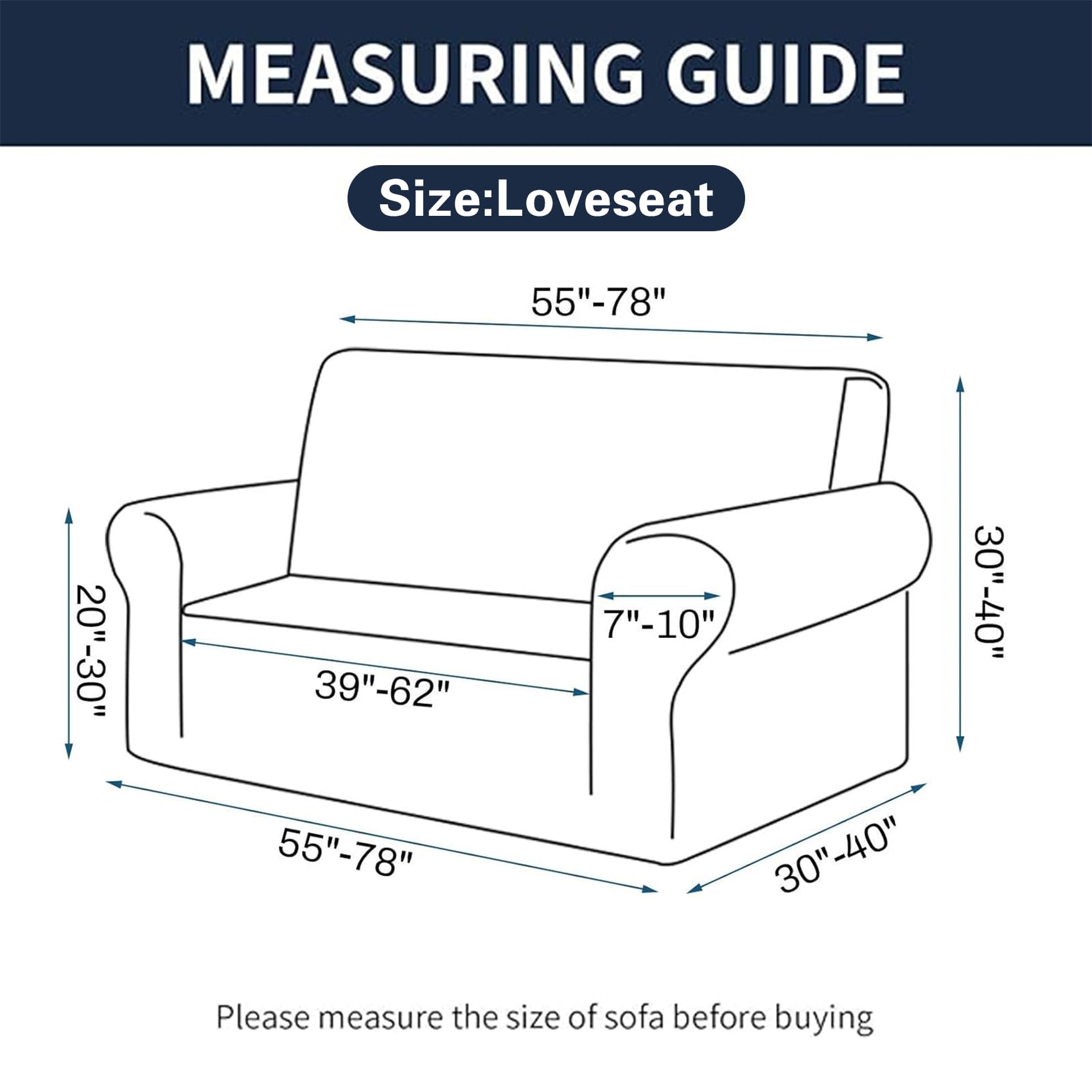 2025 New Stretch Loveseat Sofa Slipcovers Couch Cover For 2 Cushion Furniture Protector Sofa Covers With Elastic Bottom Jacquard Fabric Small Checks For Pets, Kids - Grey