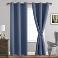 Jiuzhen Blackout Curtains With Tiebacks - Thermal Insulated, Light Blocking And Noise Reducing Grommet Curtain Drapes For Bedroom And Living Room, Set Of 2 Panels, 42 X 84 Inches Long, Dusty Blue