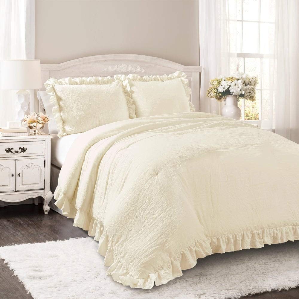Lush Decor Reyna Ruffle Comforter Set - 2 Piece Cozy Ruffled Bedding Set - Timeless Elegance And Comfort For Dorm Room - Twin Xl