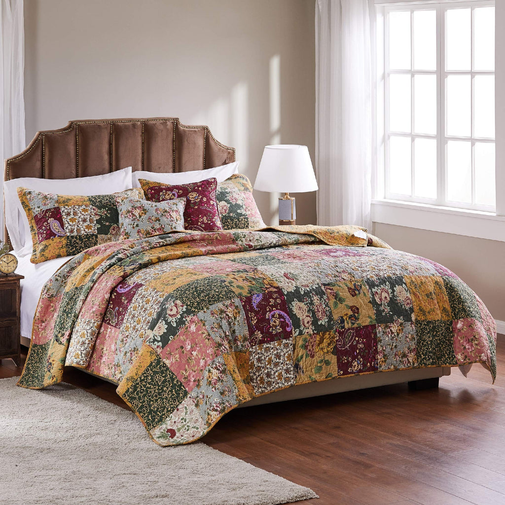 Greenland Home Antique Chic 100% Cotton Authentic Patchwork Quilt Set, 4-Piece Twin/Xl