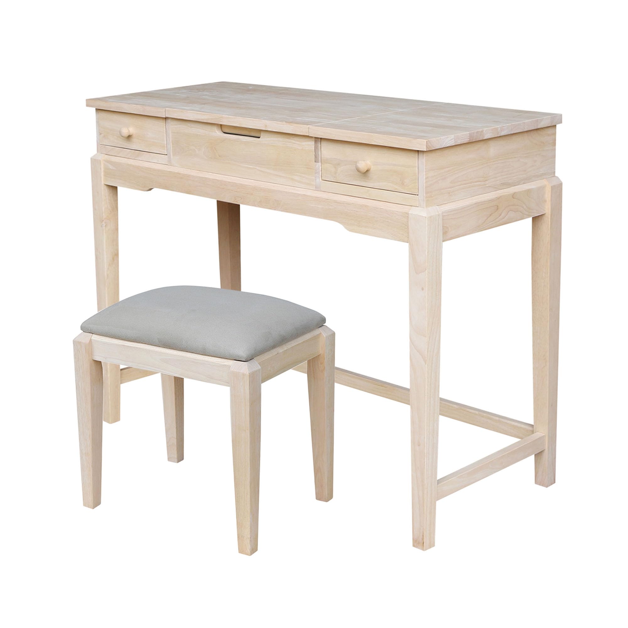 International Concepts, Unfinished Vanity Table with Bench