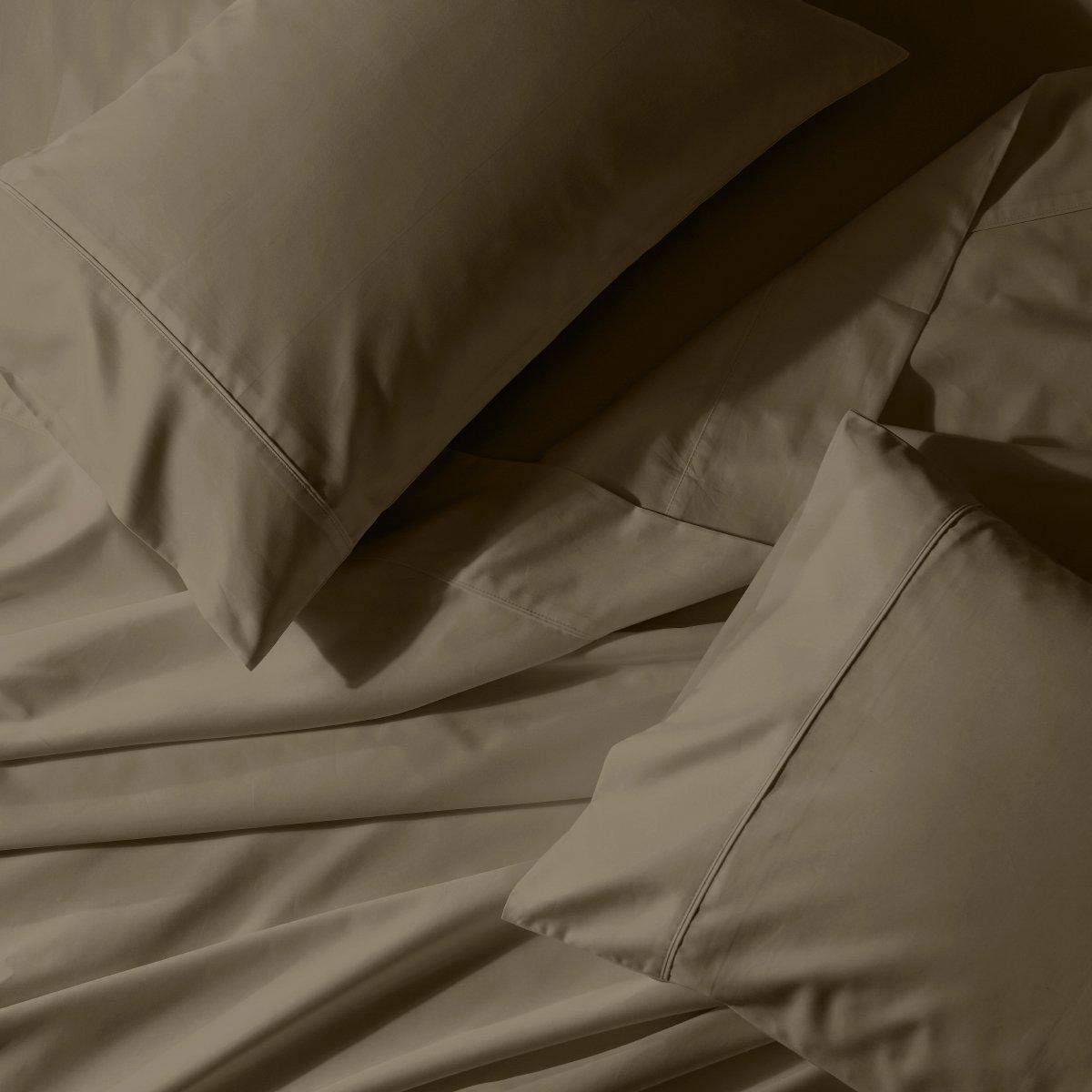 Royal Tradition Solid 650-Thread-Count, Cotton-Blend Twin Extra Long Xl 3Pc Bed Sheets Set, Taupe
