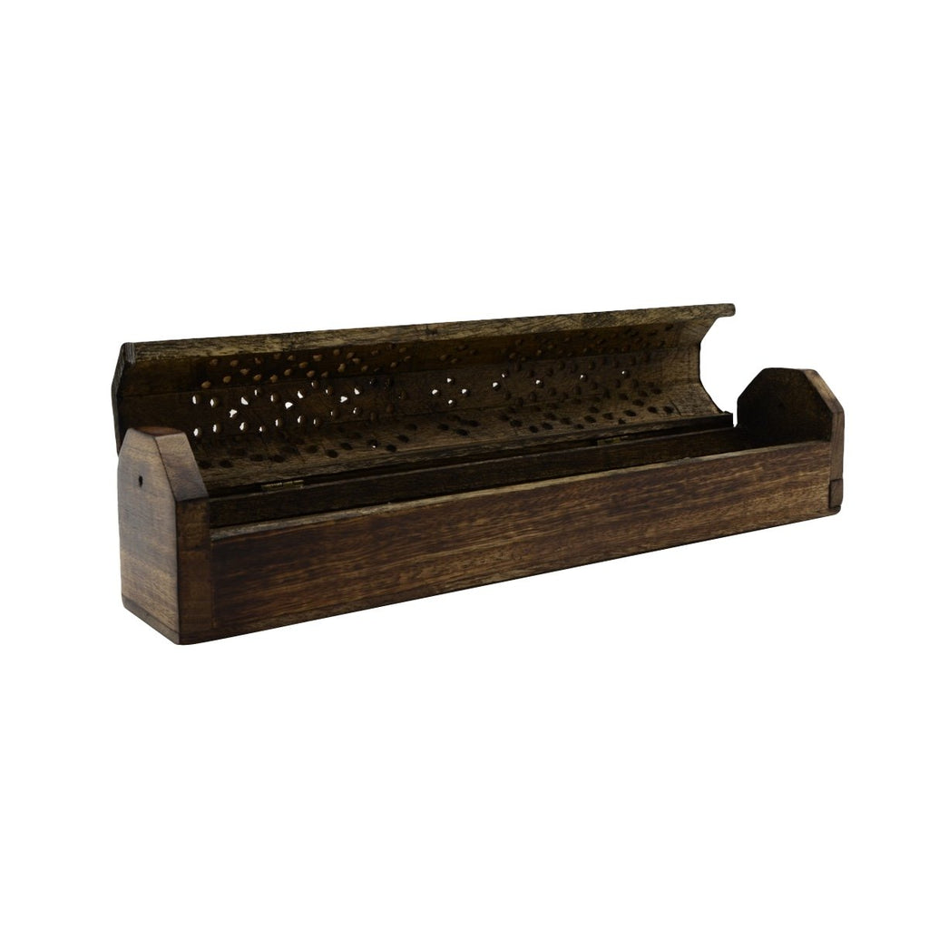 Treasure Gurus Wooden Coffin Incense Stick Cones Burner And Sticks Holder Box