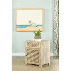 Coaster Lattice Cut-Out 1-Door Wood Accent Table in White Washed