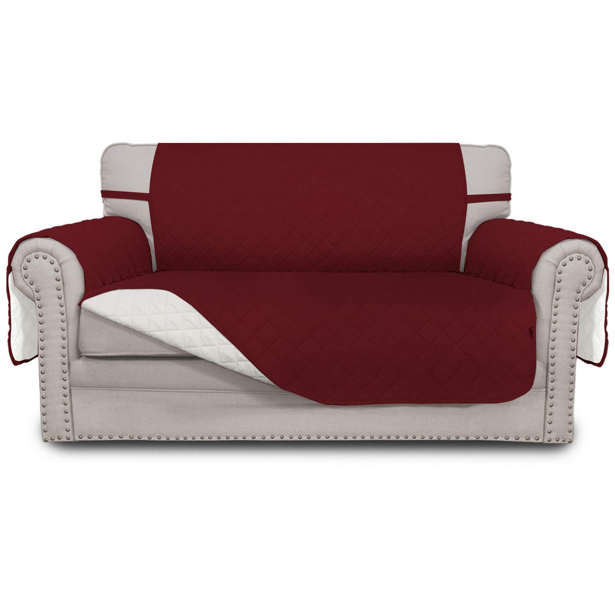 Easy-Going Reversible Loveseat Couch Cover For 2 Cushion Couch Sofa Cover For Dogs Water Resistant Furniture Protector With Foam
