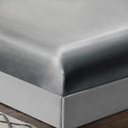 Treely 6 Piece Satin Sheets Full Size Silky Smooth Grey Satin Sheet Set With Deep Pocket, Satin Fitted Sheet, Flat Sheet, 4 Sati